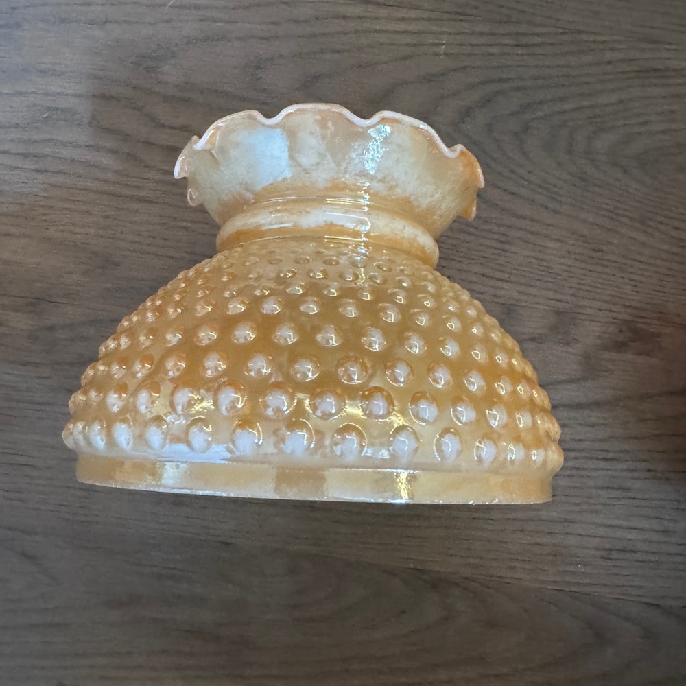 Vintage Hobnail Iridescent Orange Glass Lampshade